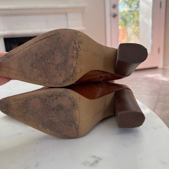 Vince Camuto $230 Demerri Over the Knee Crocodile Brown Leather Boots - Picture 7 of 9